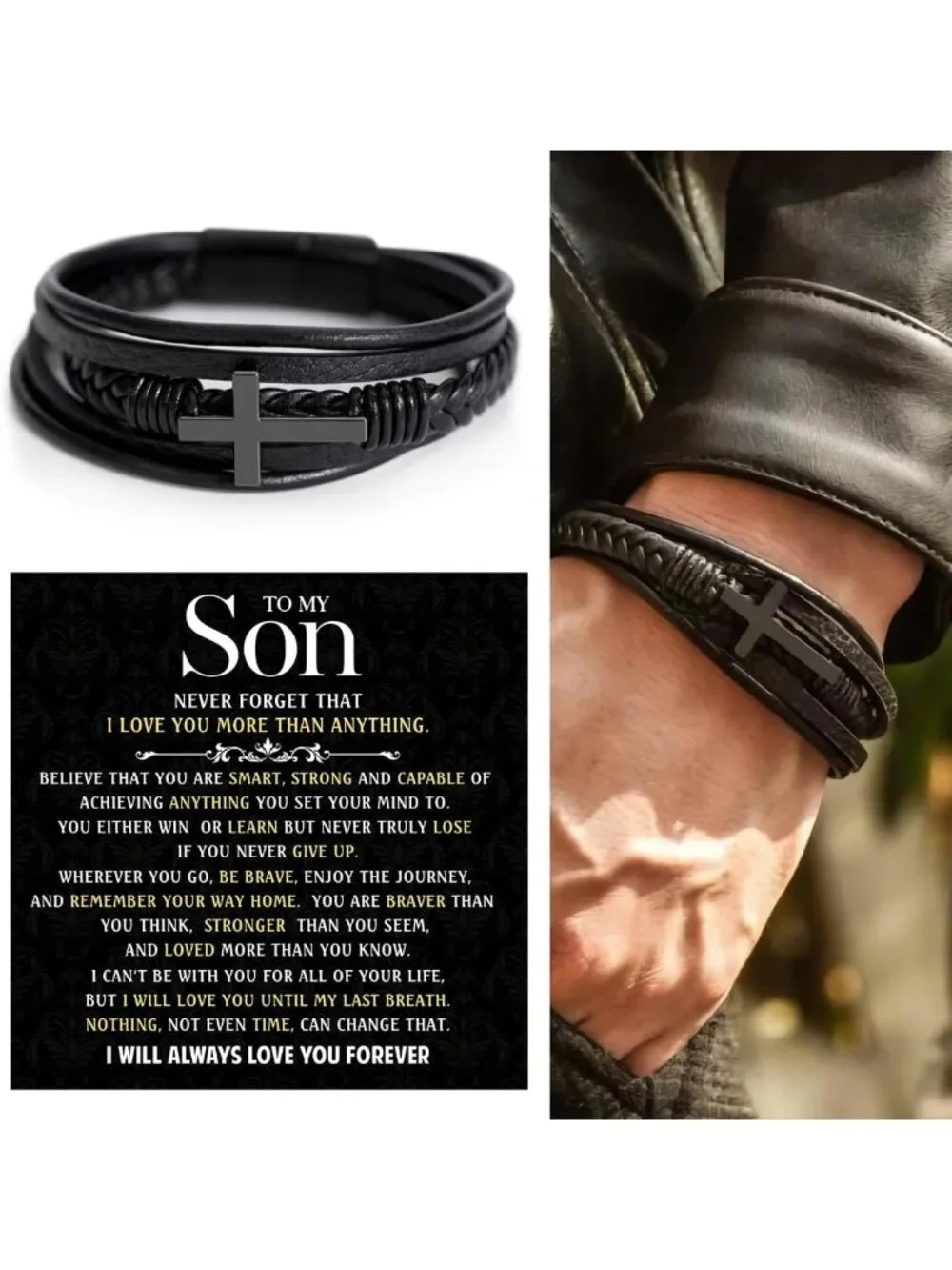 Heartfelt Cross Bracelet for Son - Elegant Gift from Parents for Graduation